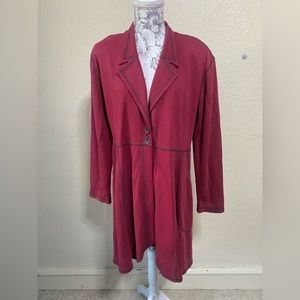 Krakerz long 2 button notched collar‎ cardigan, sweater, vintage red size medium